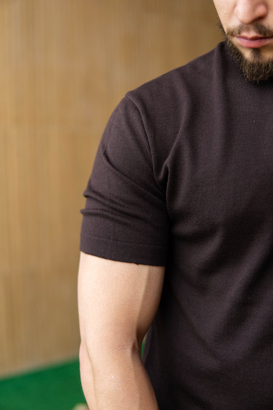 T-SHIRT TRICOT SUMMER MC MARROM ESCURO