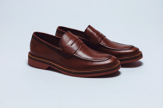 CALÇADO MOCASSIM LOAFER CALF FUMEX TAN TELHA