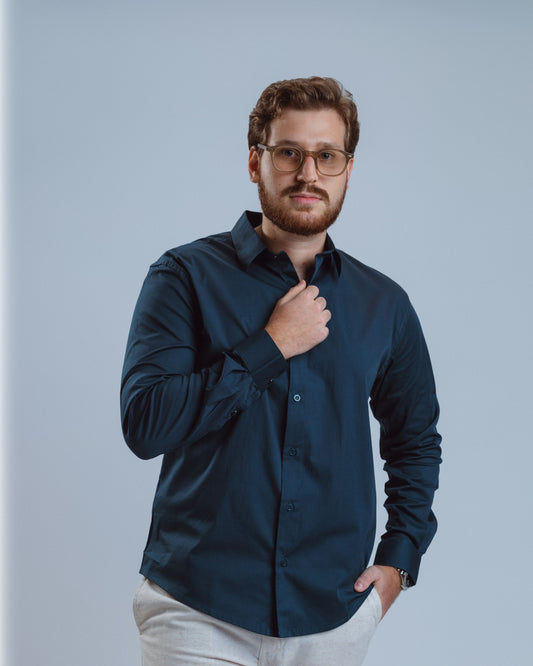 CAMISA CONDE AZUL PETRÓLEO