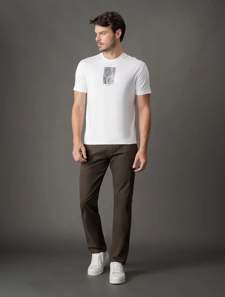 CAMISETA MANGA CURTA CALVIN KLEIN LINES SUEDINE BRANCO