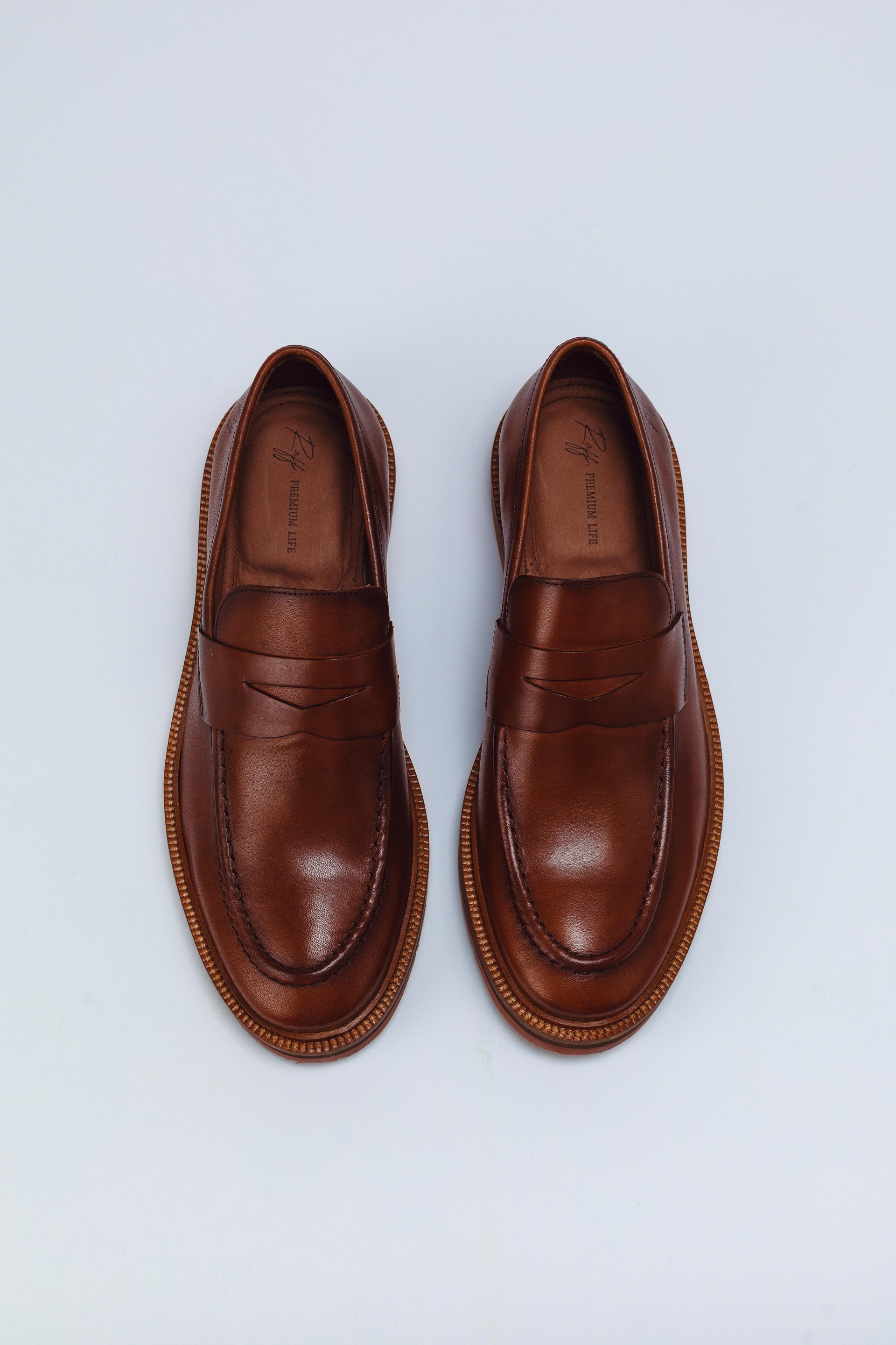 CALÇADO MOCASSIM LOAFER CALF FUMEX TAN TELHA
