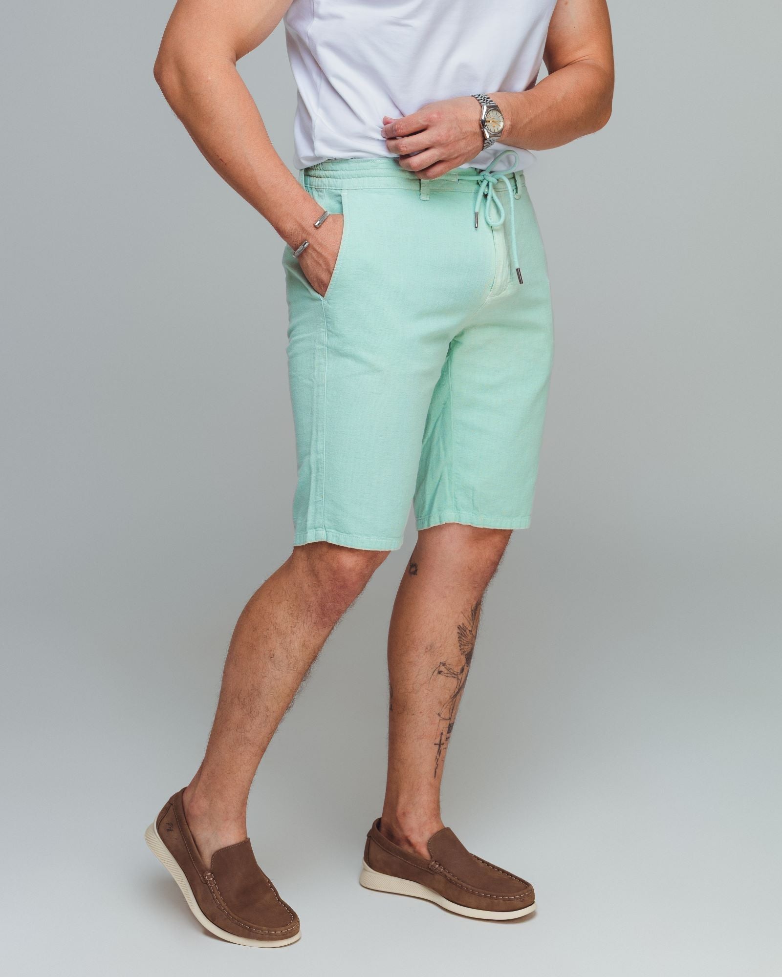2723 - Bermuda De Linho Com Elastico Lorenzo