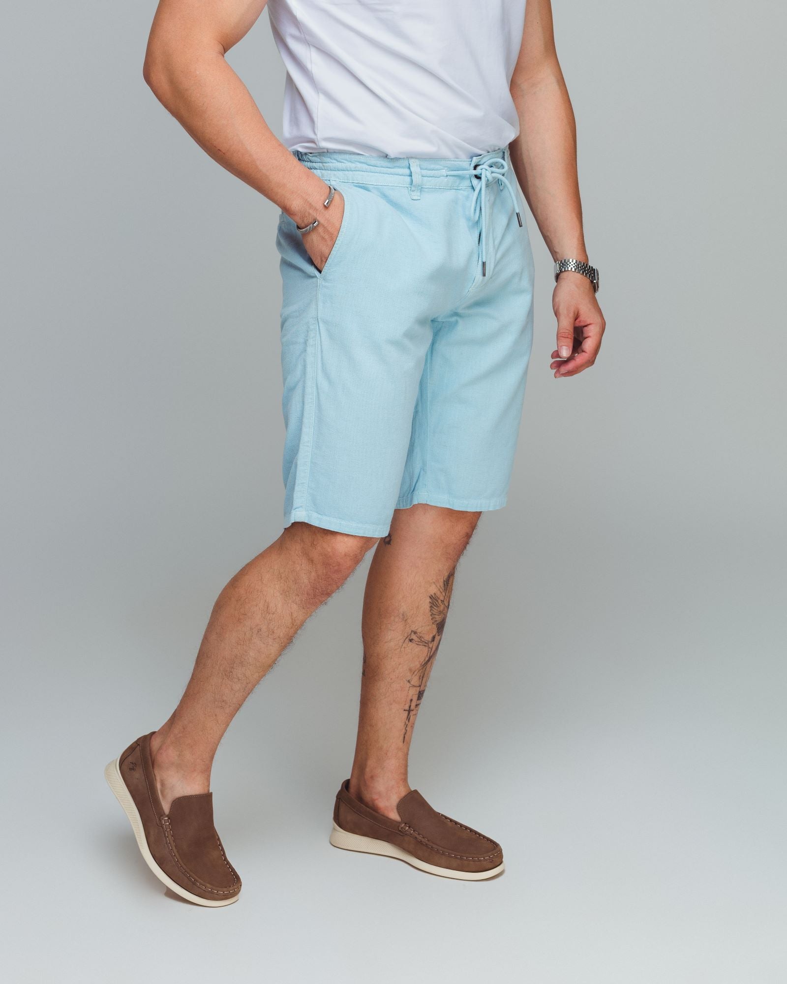 2723 - Bermuda De Linho Com Elastico Lorenzo