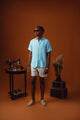CAMISA FORMENTERA 100% LINHO MC AZUL TURQUESA