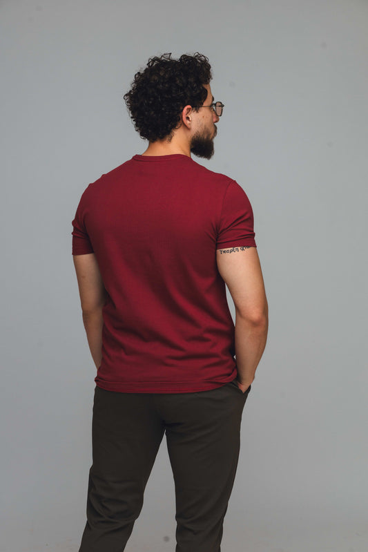 CAMISETA MANGA CURTA CALVIN KLEIN PIQUET VERMELHO ESCURO