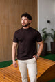 T-SHIRT TRICOT SUMMER MC MARROM ESCURO