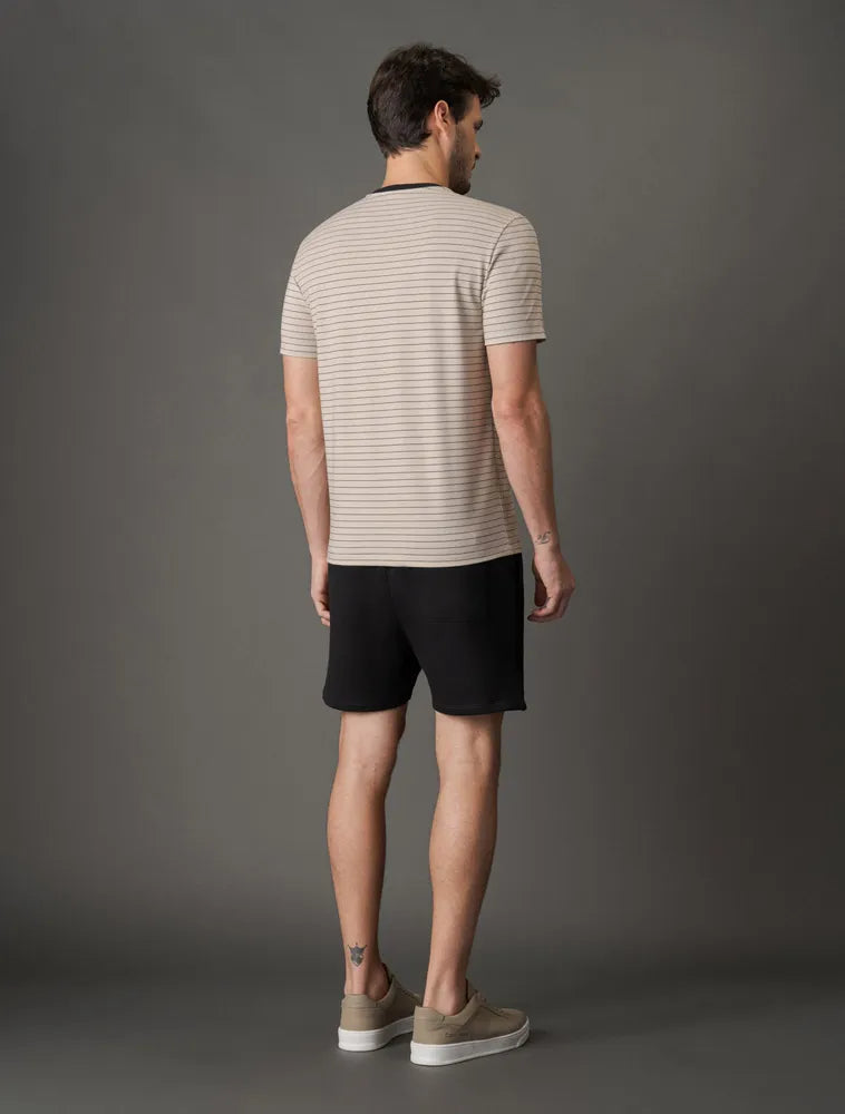 CAMISETA MC CK MASC PIQUET LISTRADO SILK OFF WHITE
