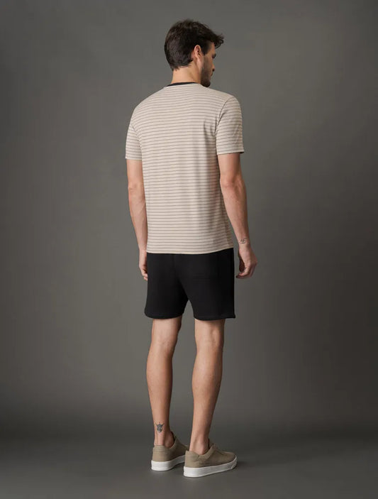 CAMISETA MC CK MASC PIQUET LISTRADO SILK OFF WHITE