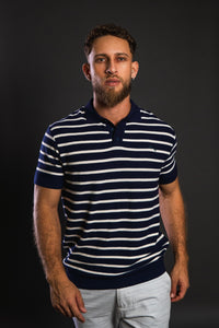 POLO TRICOT LISTRADO NAVY