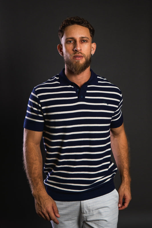3551 - POLO TRICOT LISTRADO NAVY