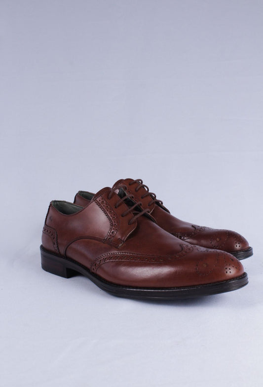 3150 - Sapato Masculino Napa Romana Conhaque Derby brogue