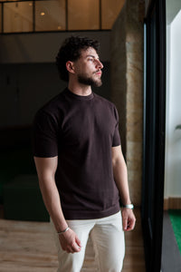 T-SHIRT TRICOT SUMMER MC MARROM ESCURO