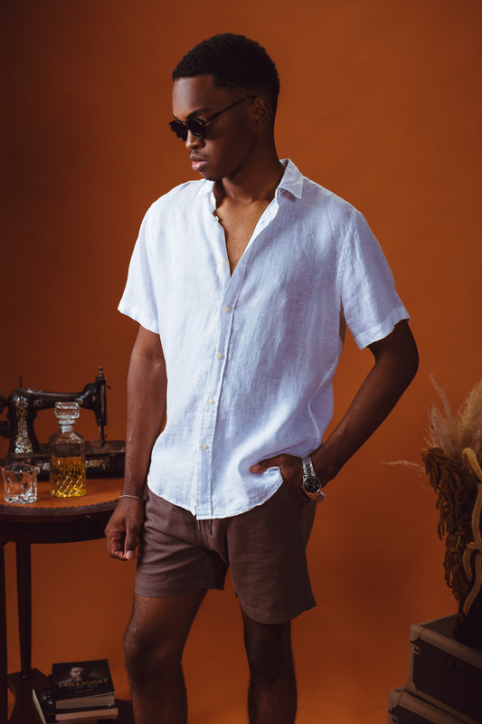 CAMISA FORMENTERA 100% LINHO MC BRANCO