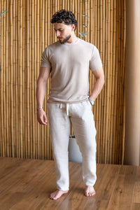 T-SHIRT TEXTURIZADA COR BEGE