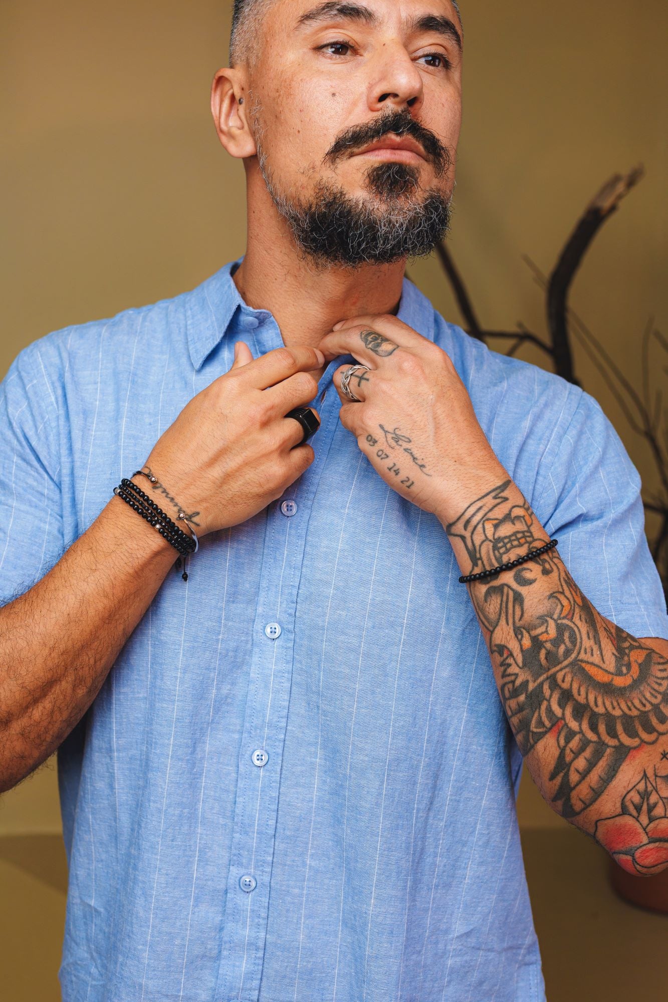 CAMISA MANGA CURTA LINHO LISTRAS