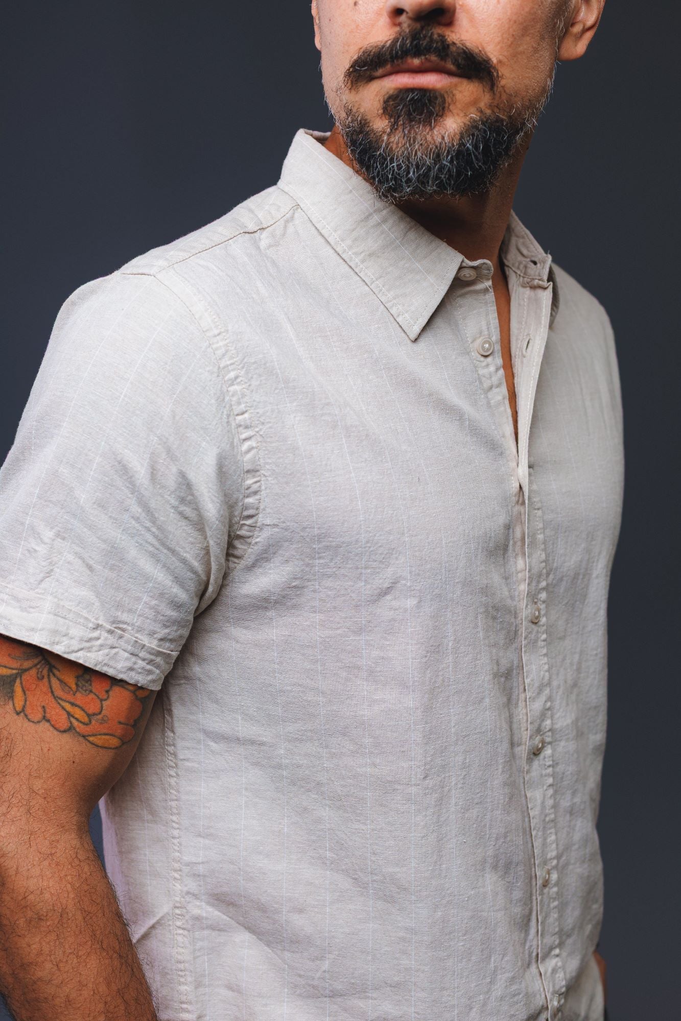 CAMISA MANGA CURTA LINHO LISTRAS