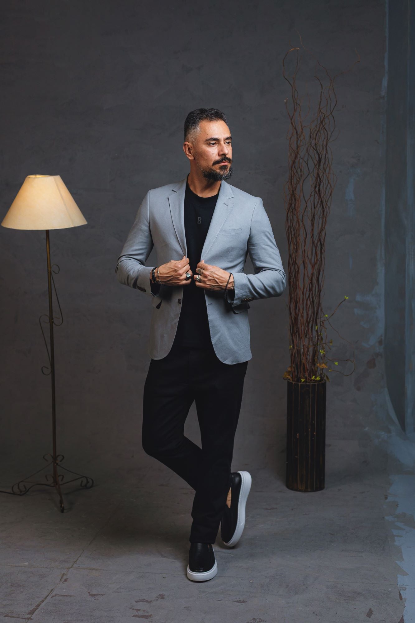 3444 - Blazer Masc. Slim Meio Forro