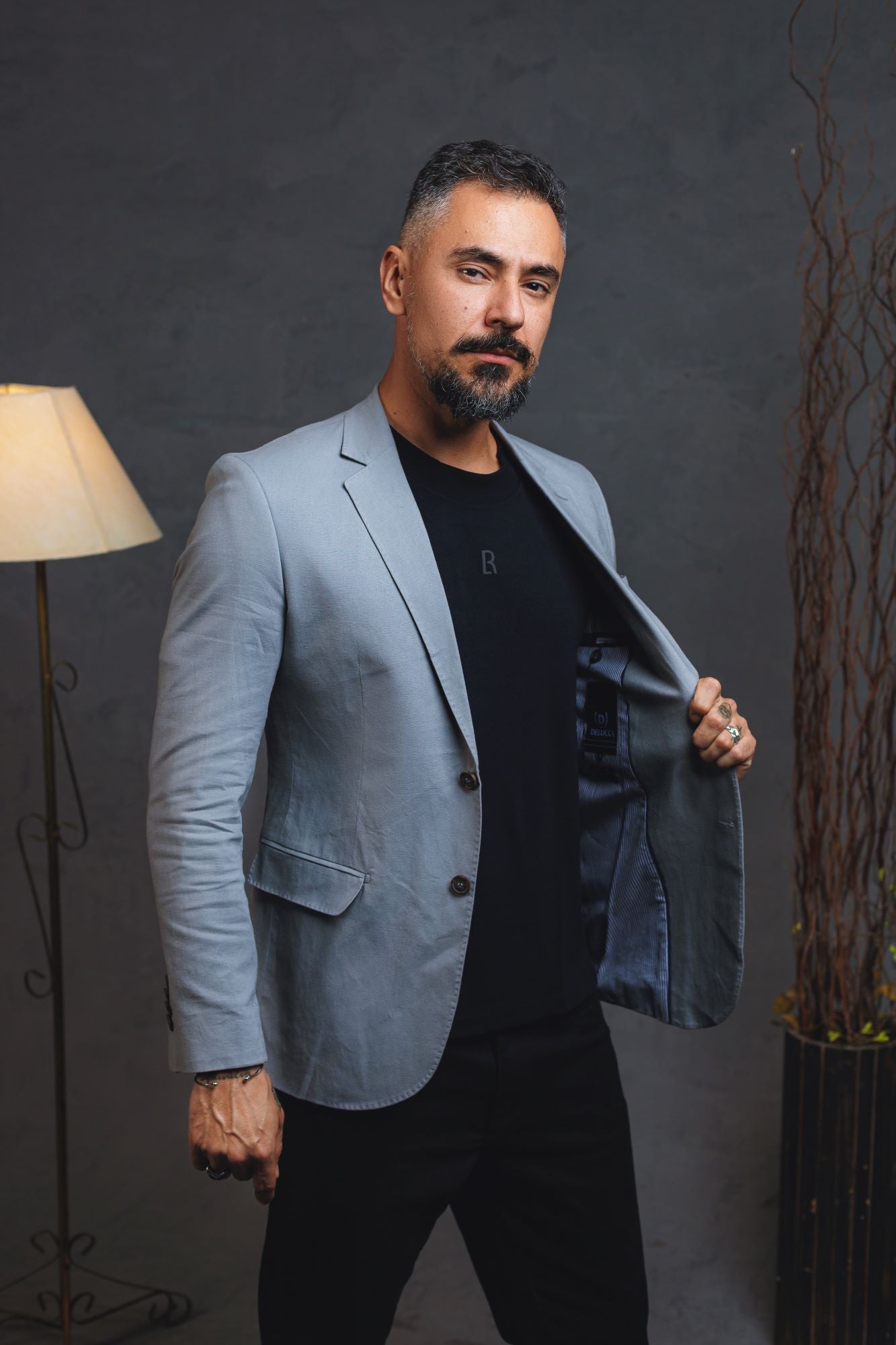 3444 - Blazer Masc. Slim Meio Forro