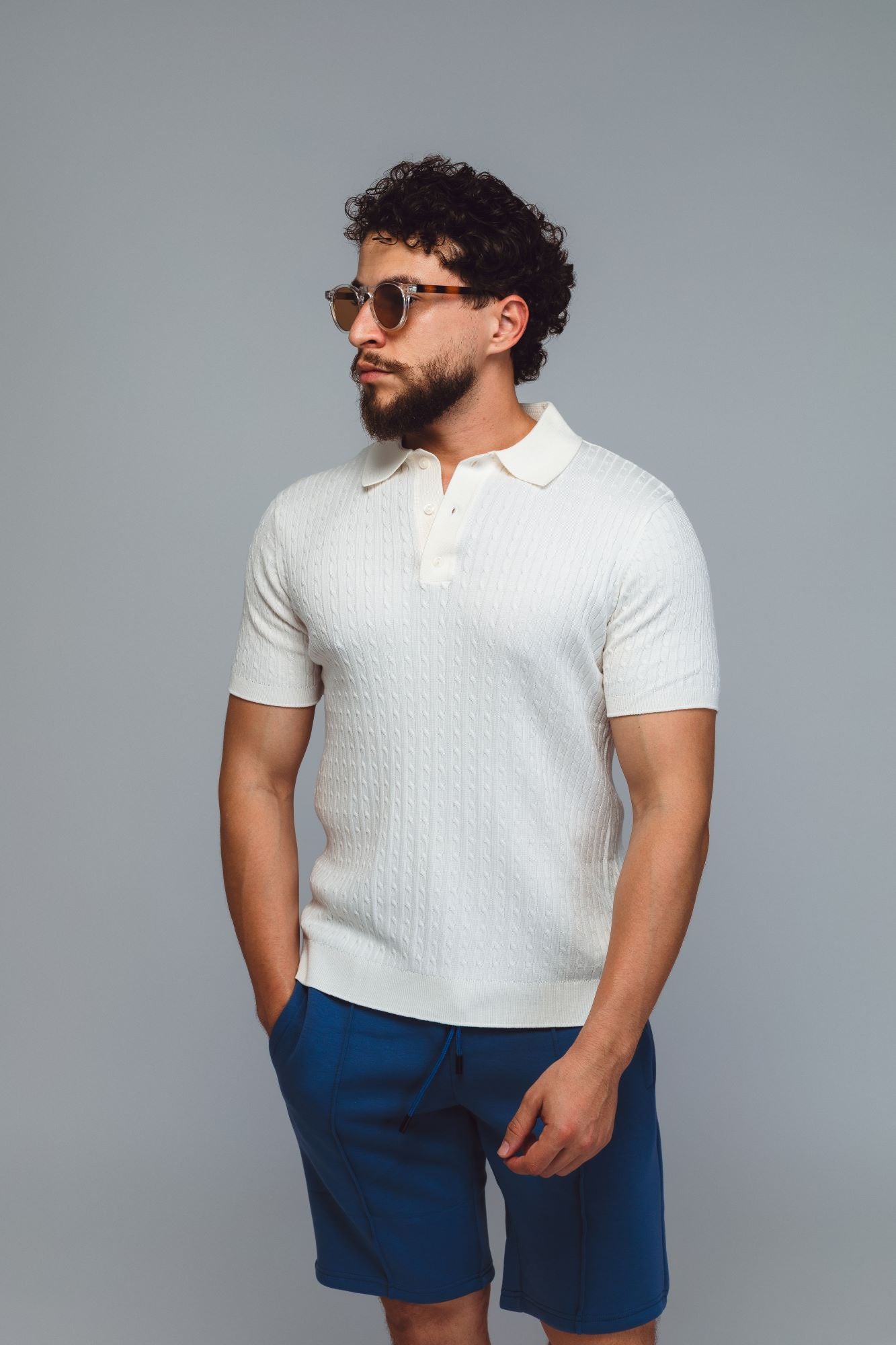 CAMISETA GOLA POLO TRICOT RAFF TEXTURIZADO