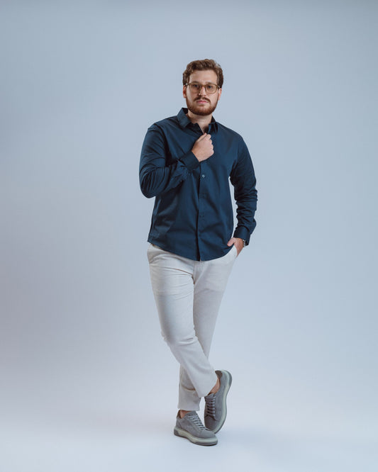 CAMISA CONDE AZUL PETRÓLEO