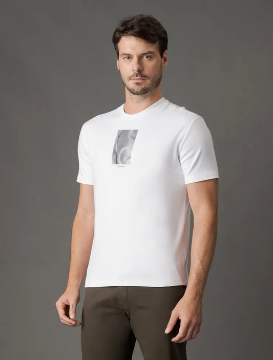 CAMISETA MANGA CURTA CALVIN KLEIN LINES SUEDINE BRANCO
