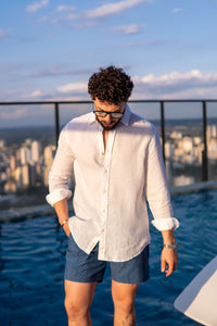 SHORT SARDENHA ONDAS COR AZUL MARINHIO
