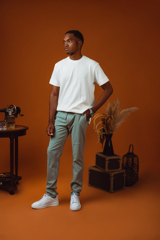 CALÇA COM ELASTICO NO COS COR VERDE